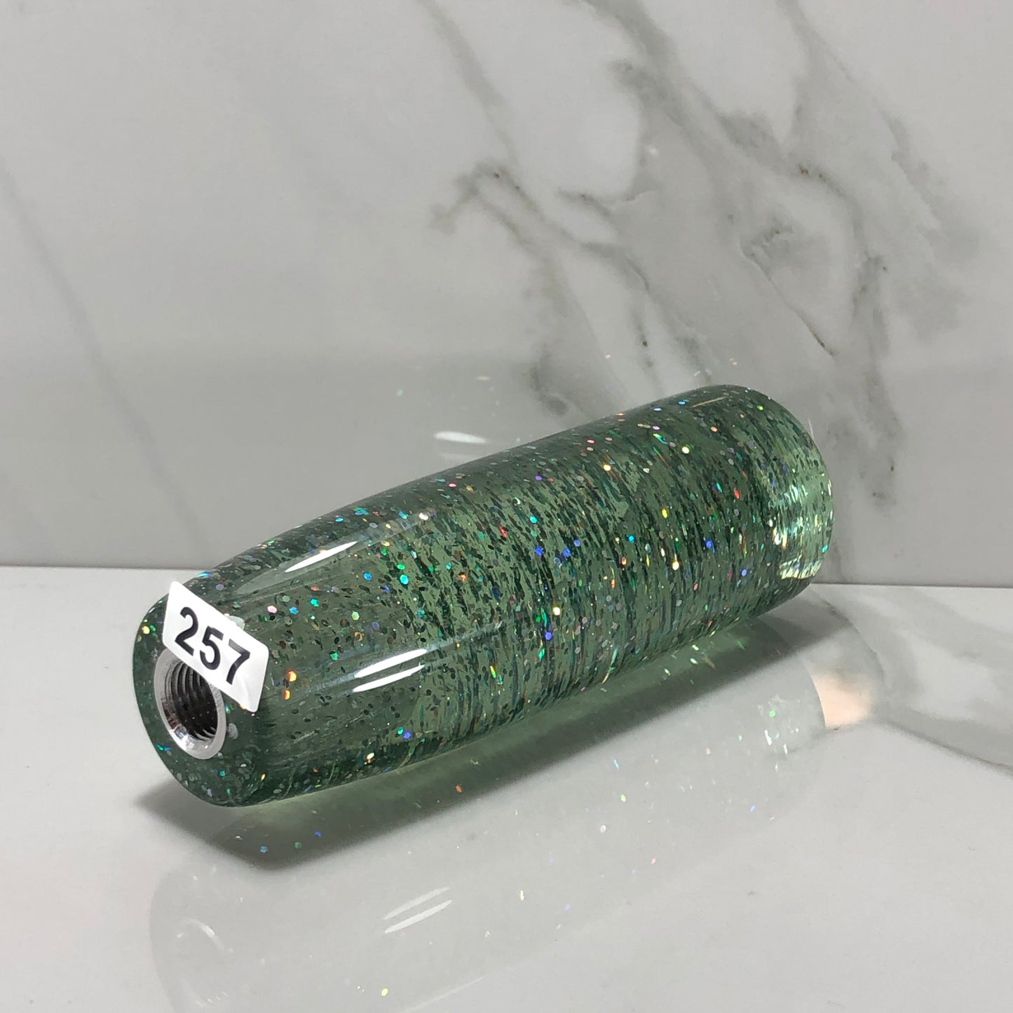 Mr__Grip 4 1/2 Inch Resin Custom Shift Knob green Holographic Flakes JDM joystick