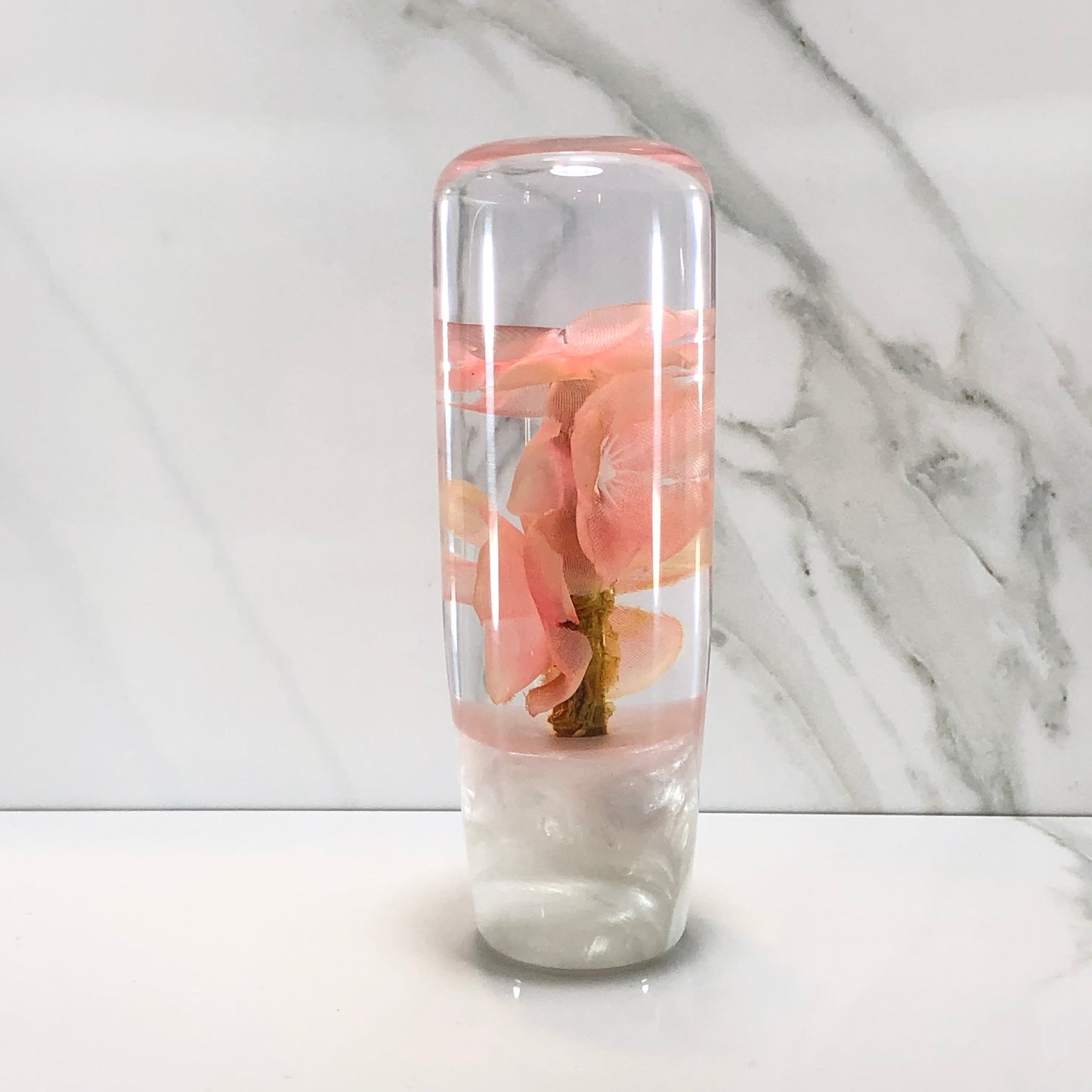 Mr__Grip 4 1/2 Inch Flower Resin Custom Shift Knob Peach Cherry Blossom 445