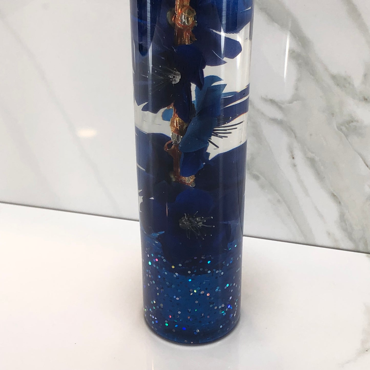 Mr__Grip 7 Inch Resin Custom Shift Knob Blue Cherry Blossom #451