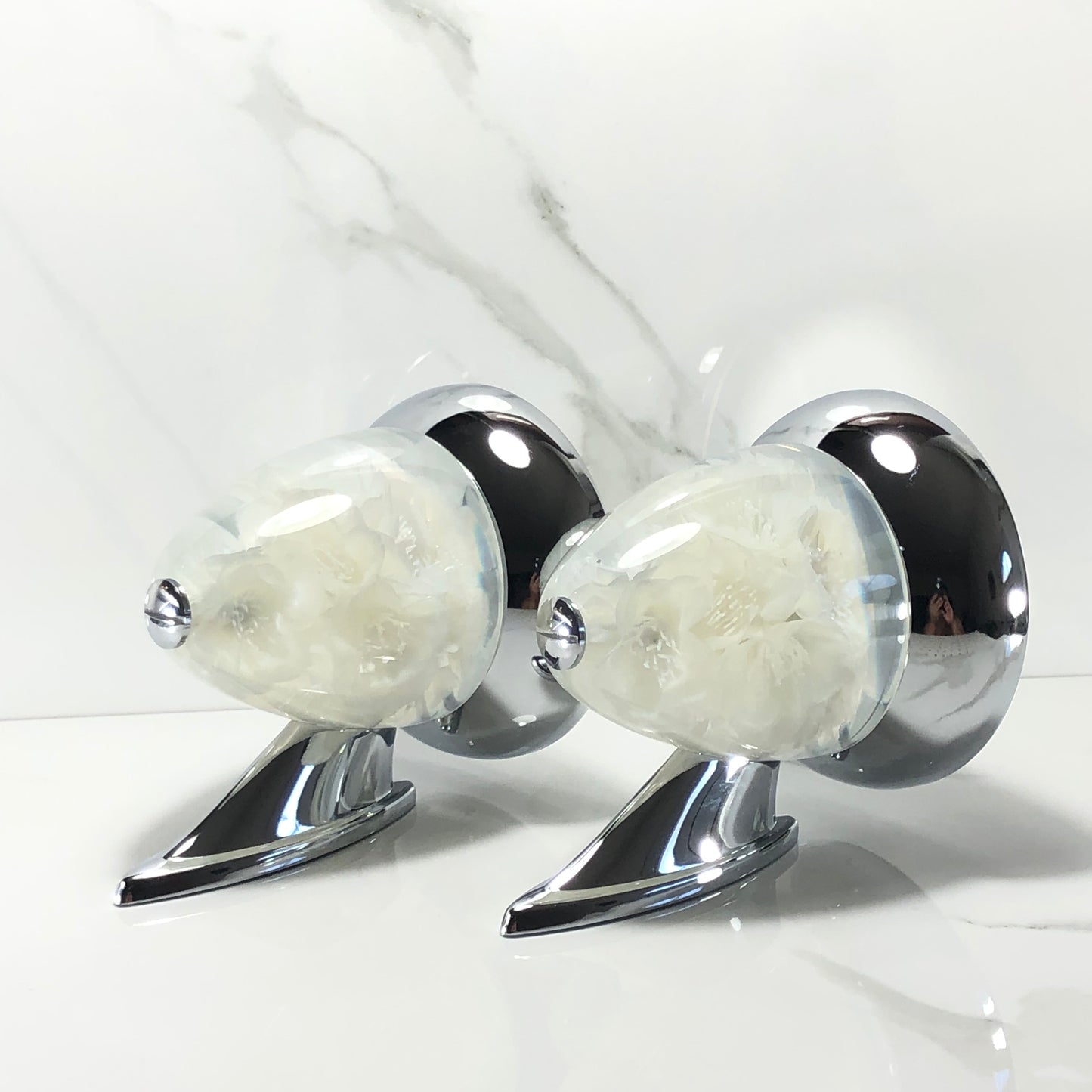 Mr__Grip Rear View Mirror Resin Custom White Cherry Blossoms flower JDM