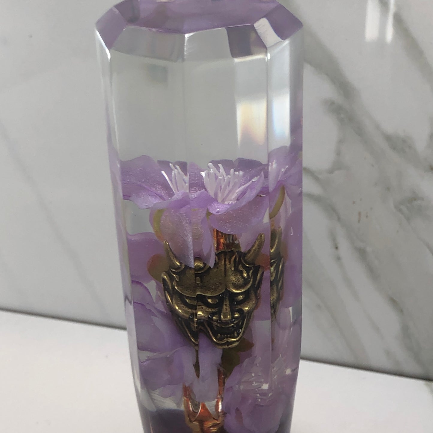 Mr__Grip Resin Shift Knob 140mm Diamond Cut Purple Cherry Blossom Flower 12MMx1.25