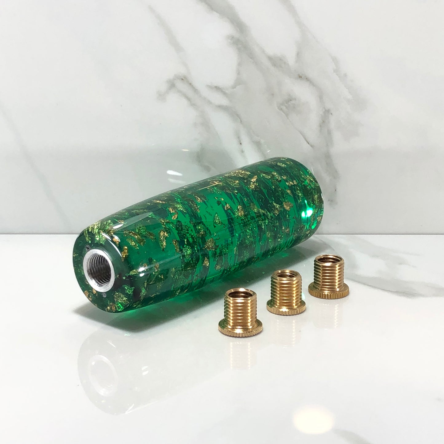 Mr__Grip Resin Shift Knob 115mm Green Joystick Gold Leaf
