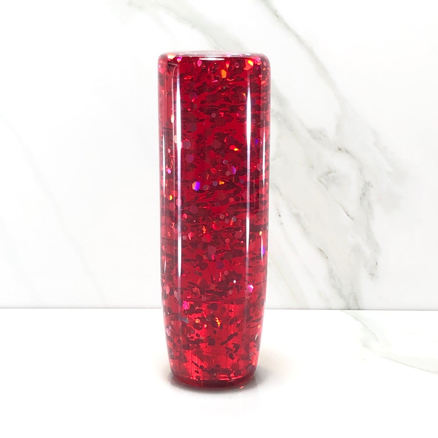 Mr__Grip 4 1/2 Inch Resin Custom Shift Knob red tint with silver Holographic Flakes JDM