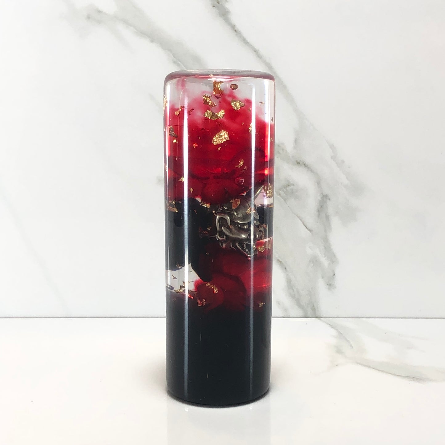 Mr__Grip 4 1/2 inch resin red bleeding black cherry blossom oni mask #399