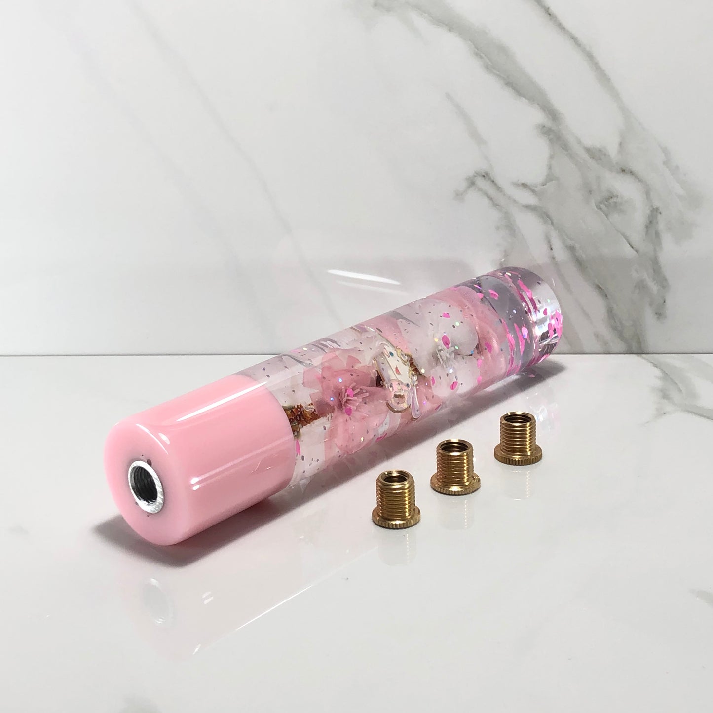 Mr__Grip Resin Shift Knob 190mm Pink & White Blossom charm