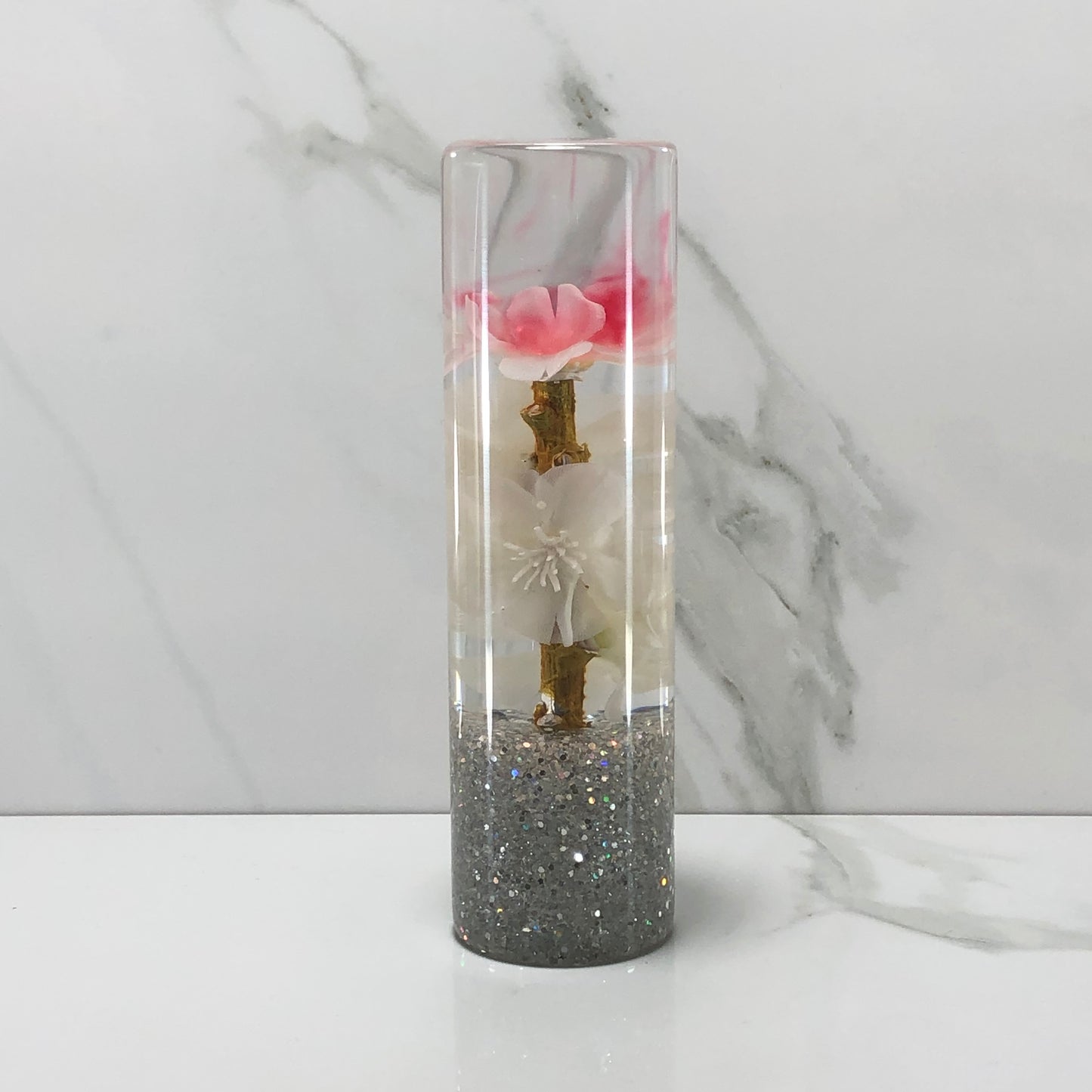 Mr__Grip 5 1/2 Inch Resin Custom Shift Knob White Cherry Blossom JDM