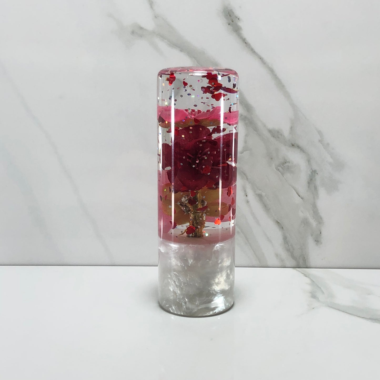 Mr__Grip 4 1/2 Inch Resin Custom Shift Knob Pink & Red Cherry Blossom
