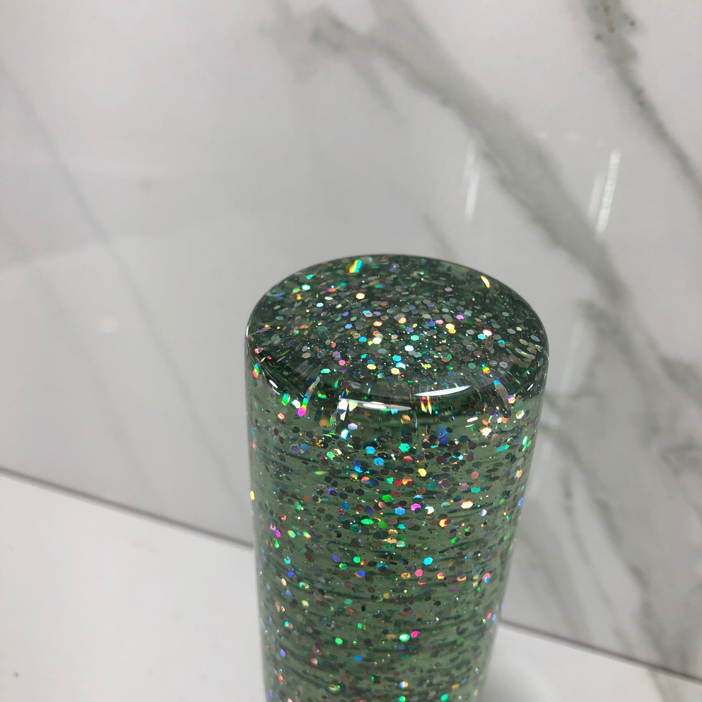 Mr__Grip 4 1/2 Inch Resin Custom Shift Knob green Holographic Flakes JDM joystick