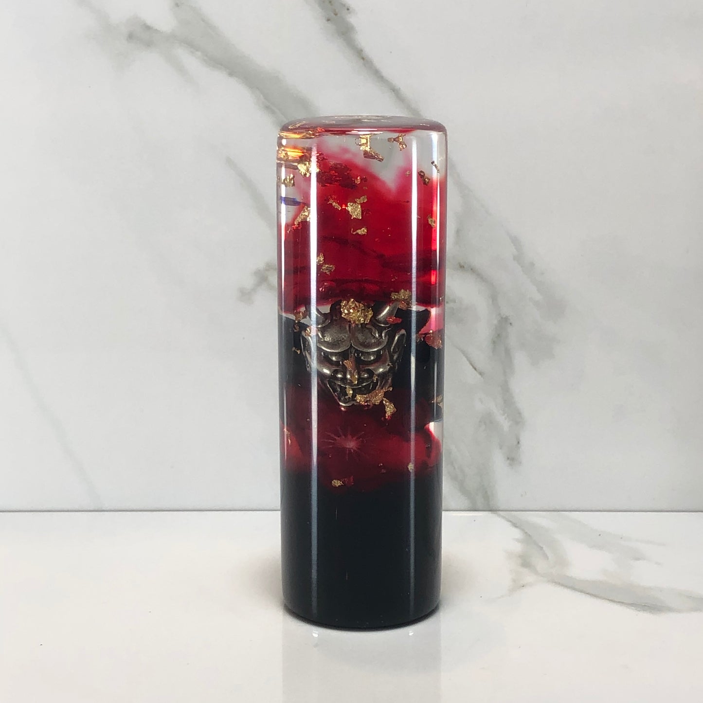 Mr__Grip 4 1/2 inch resin red bleeding black cherry blossom oni mask #399