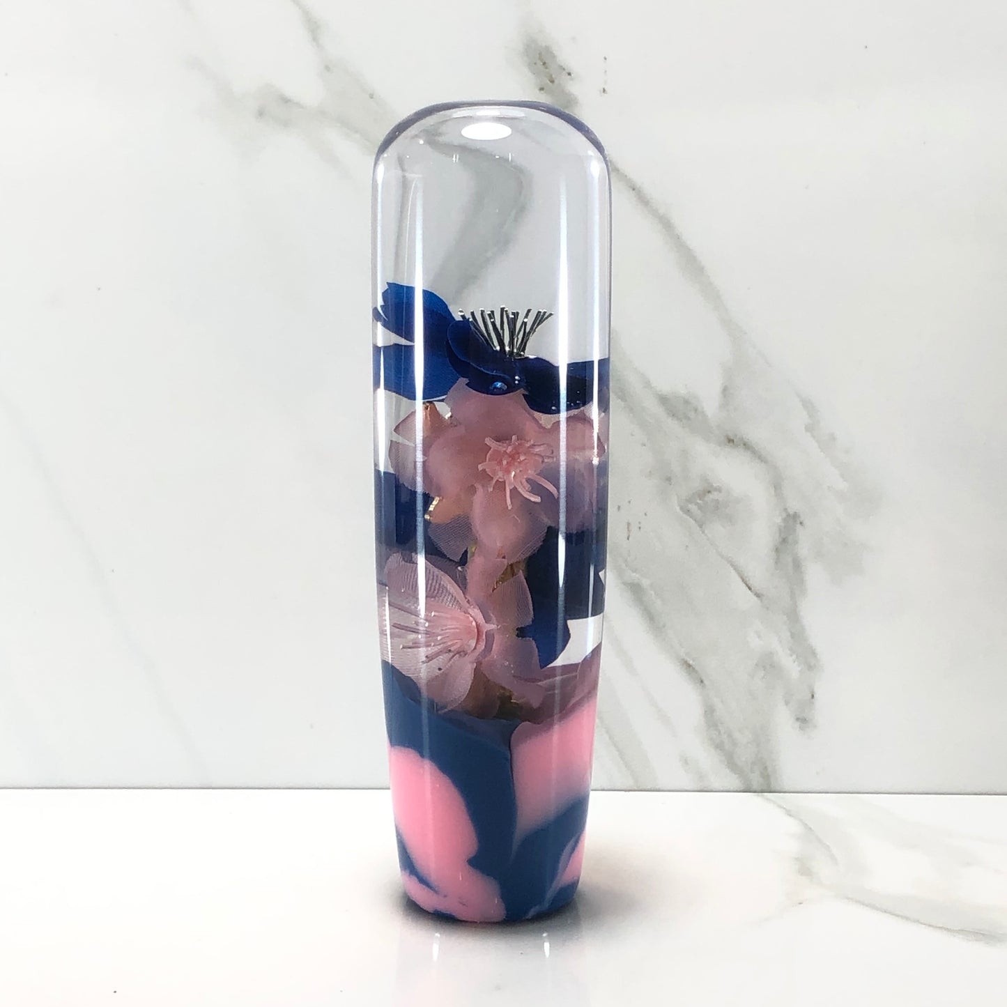 Mr__Grip 5 3/4 Inch Resin Custom Shift Knob stitch blue Pink Cherry Blossom #523