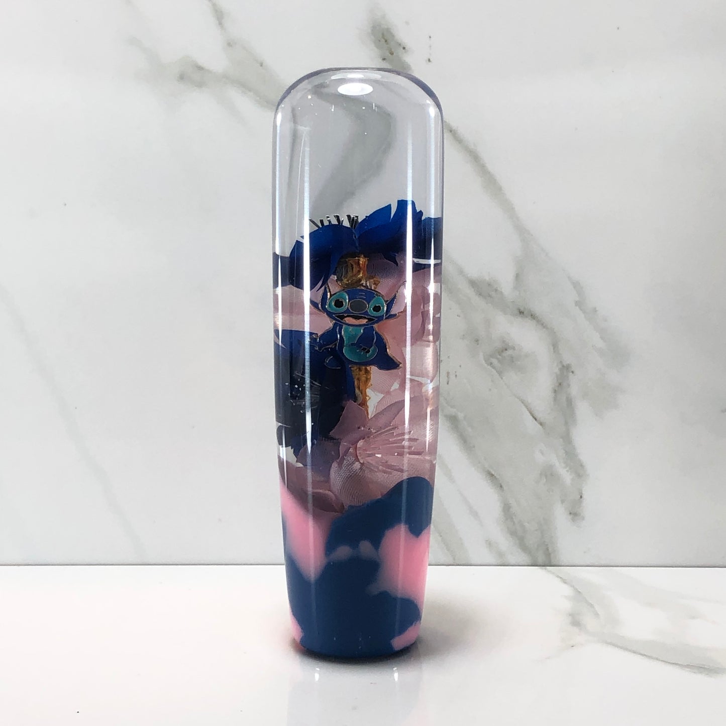 Mr__Grip 5 3/4 Inch Resin Custom Shift Knob stitch blue Pink Cherry Blossom #523