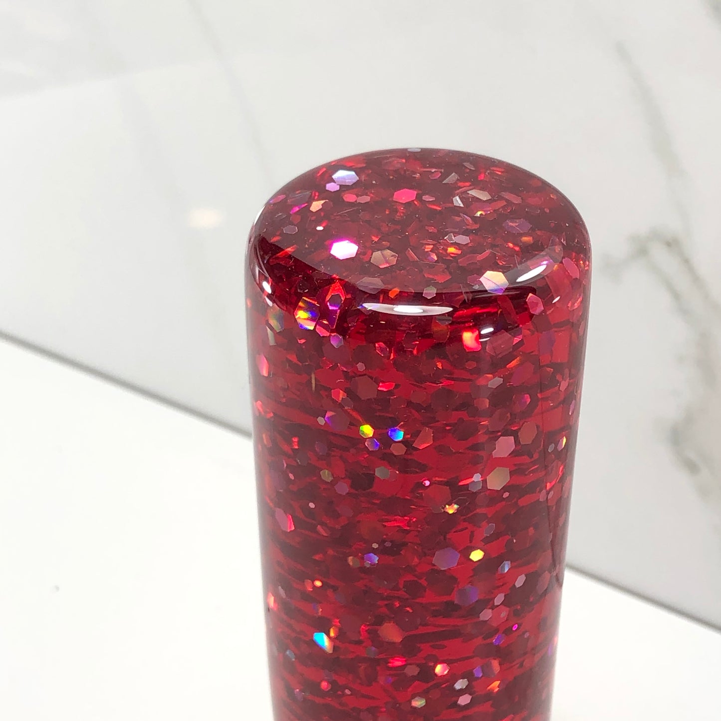 Mr__Grip 4 1/2 Inch Resin Custom Shift Knob red tint with silver Holographic Flakes JDM