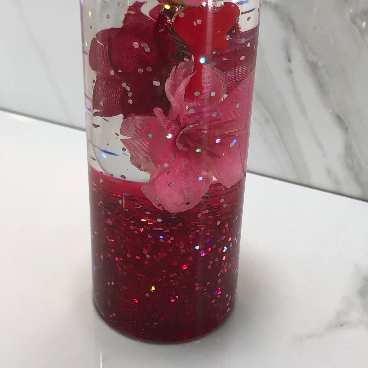 Mr__Grip 4 1/2 Inch Resin Custom Shift Knob Pink & Red Cherry Blossom #454