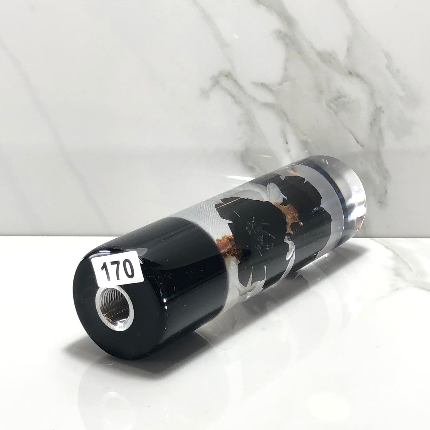 Mr__Grip 5 1/2 Inch Resin Custom Shift Knob Black White Cherry Blossom JDM