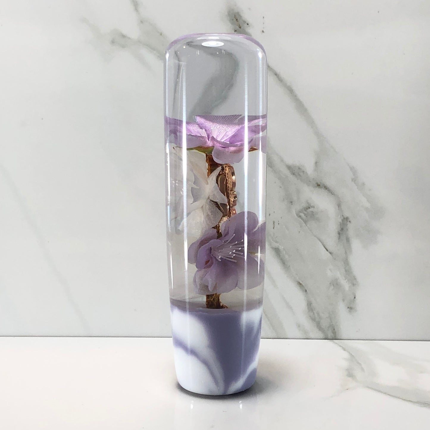 Mr__Grip 5 3/4 Inch Resin Custom Shift Knob Angel purple & white Cherry Blossom #524