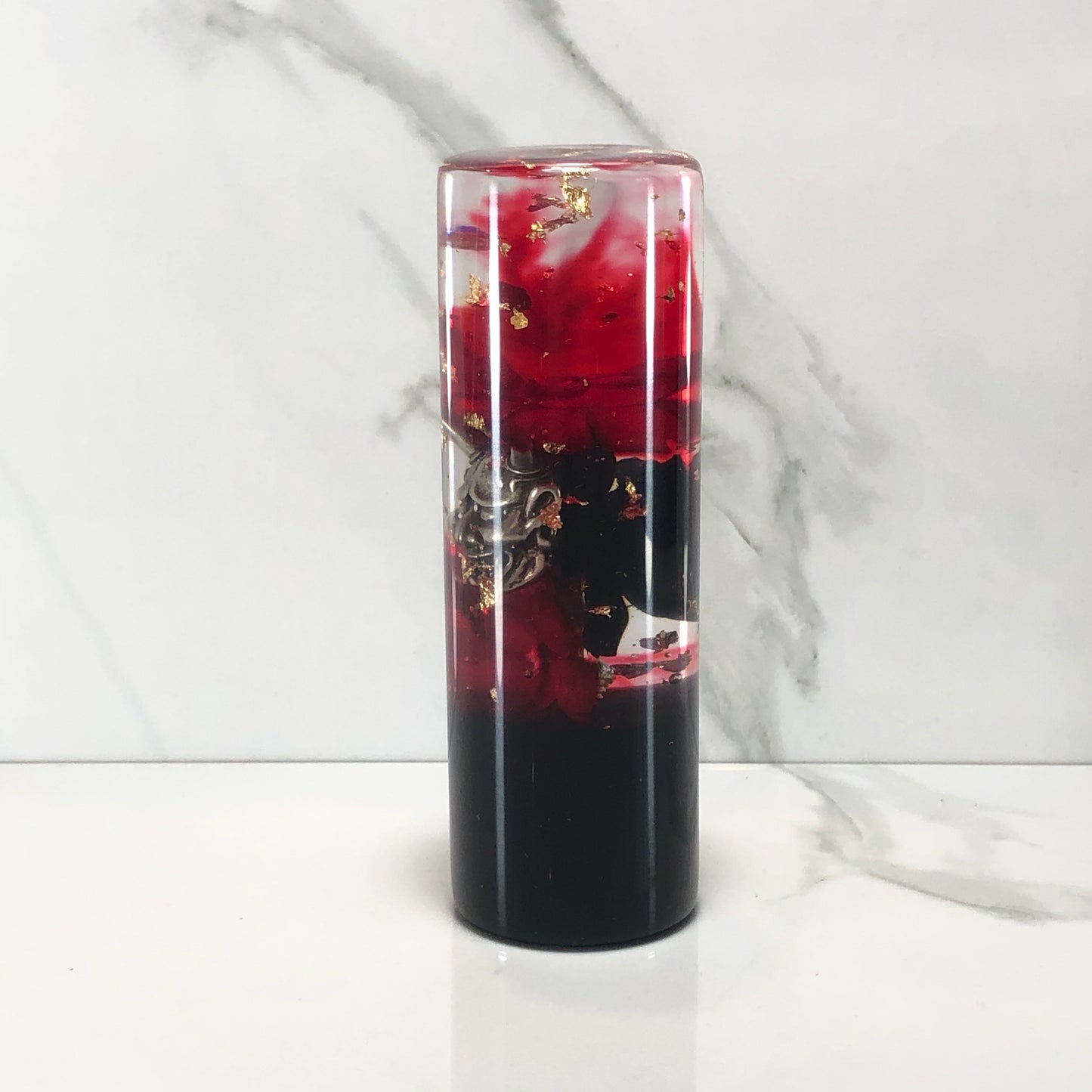 Mr__Grip 4 1/2 inch resin red bleeding black cherry blossom oni mask #399
