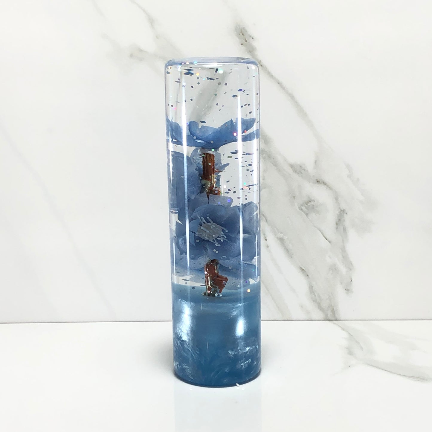 Mr__Grip 5 1/2 Inch Resin Custom Shift Knob Light Blue Cherry Blossom JDM