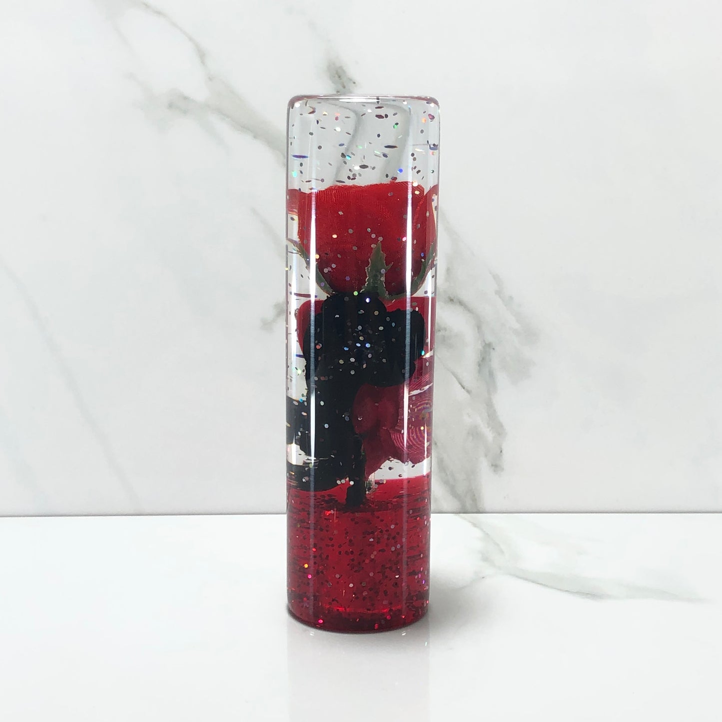 Mr__Grip 5 3/4 Inch Resin Custom Shift Knob Red Rose with black red cherry blossom JDM