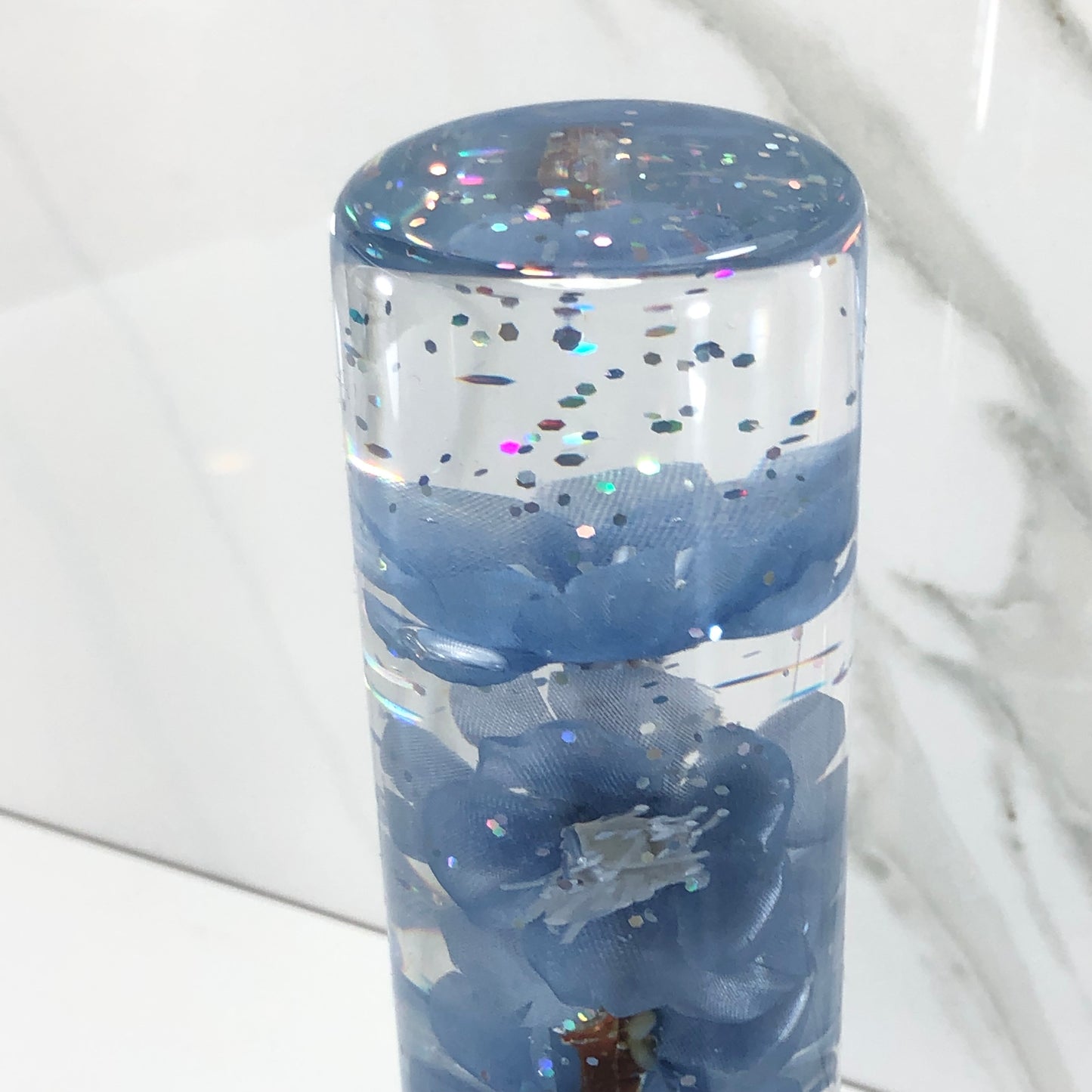 Mr__Grip 5 1/2 Inch Resin Custom Shift Knob Light Blue Cherry Blossom JDM