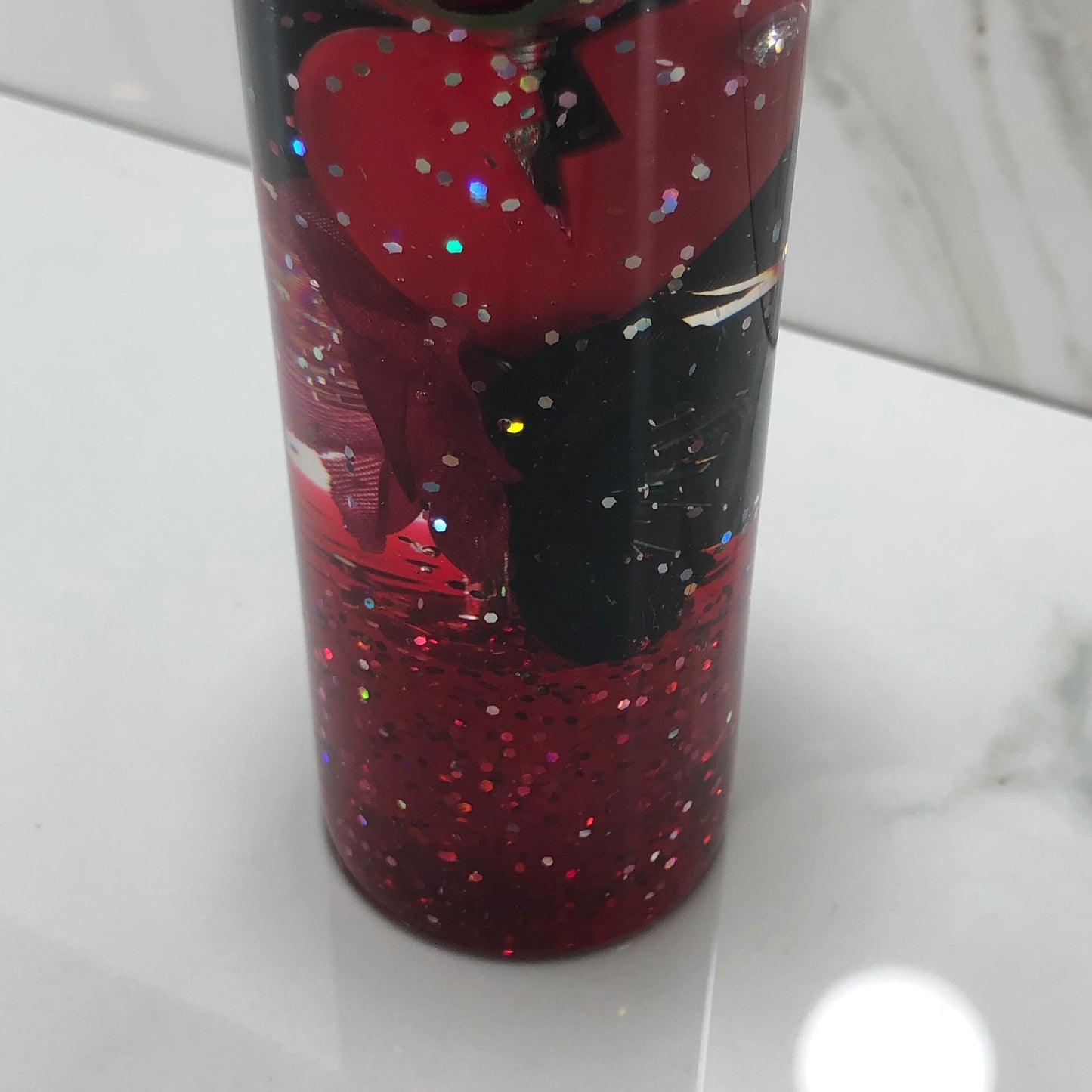 Mr__Grip 5 3/4 Inch Resin Custom Shift Knob Red Rose with black red cherry blossom JDM