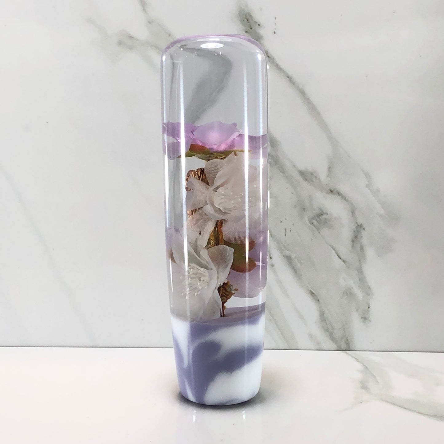 Mr__Grip 5 3/4 Inch Resin Custom Shift Knob Angel purple & white Cherry Blossom #524