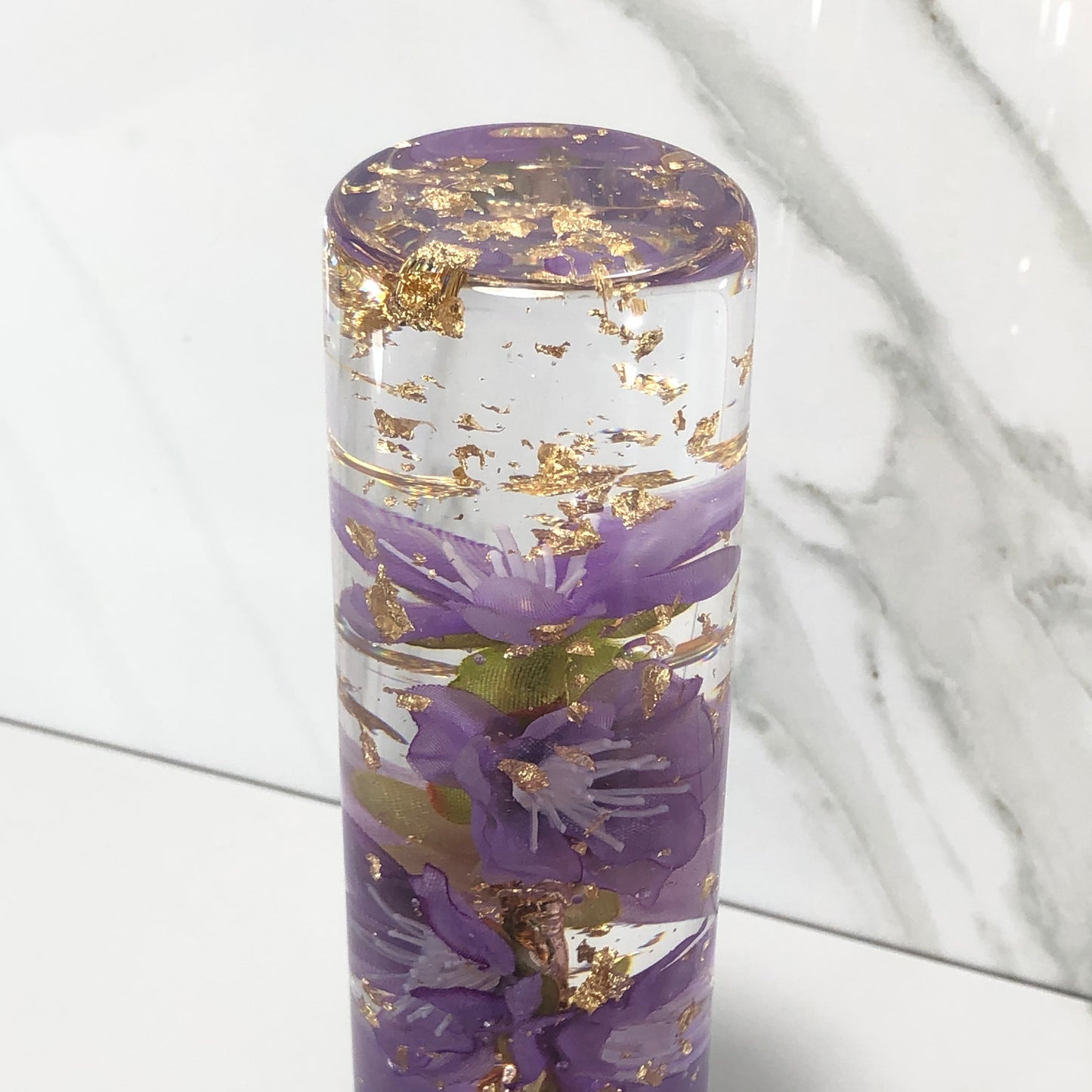 Mr__Grip 5 1/2 Inch Resin Custom Shift Knob Purple Cherry Blossom