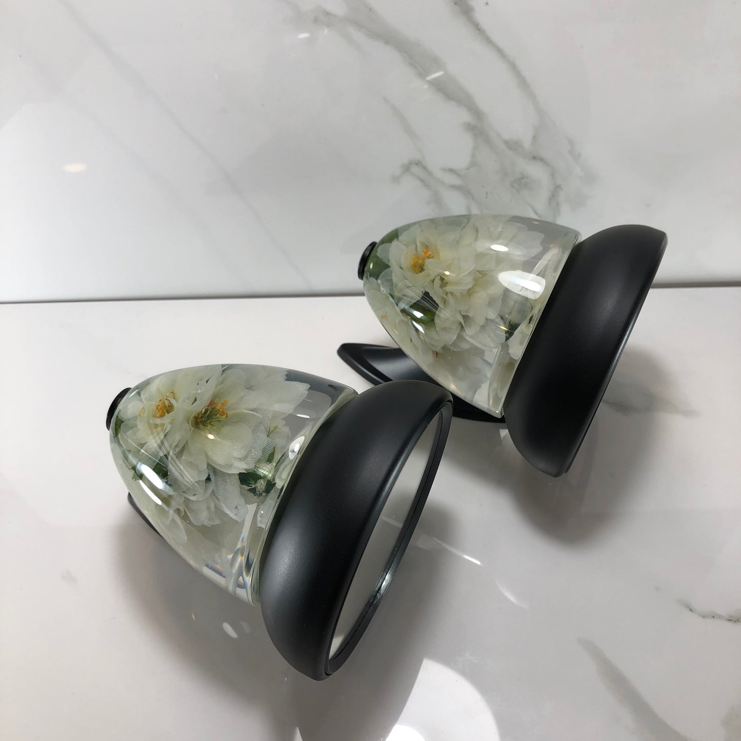 Mr__Grip Rear View Mirror Resin Custom white flower JDM