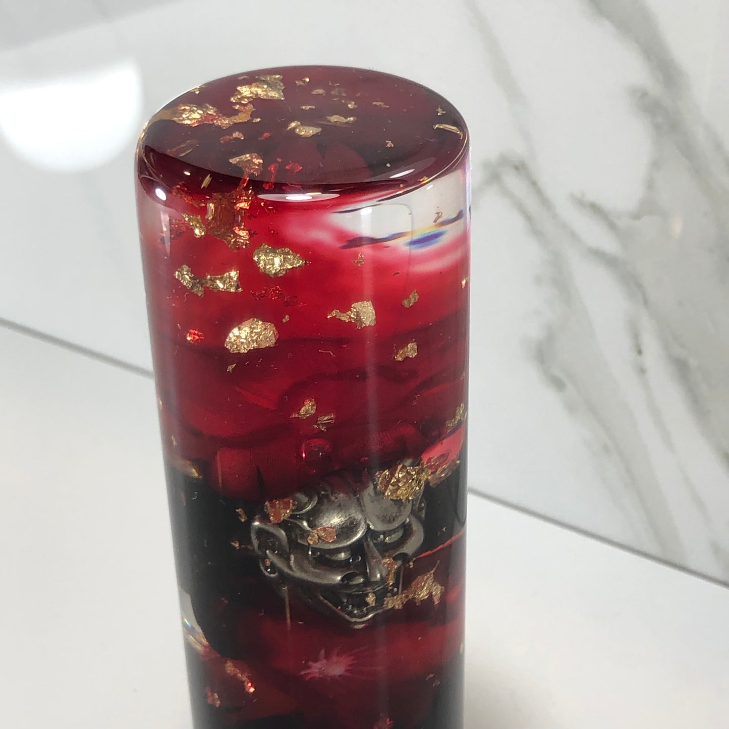 Mr__Grip 4 1/2 inch resin red bleeding black cherry blossom oni mask #399