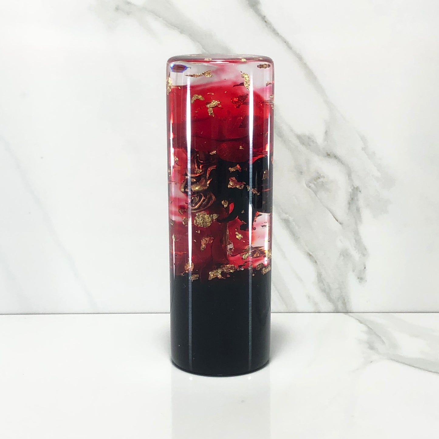 Mr__Grip 4 1/2 inch resin black red cherry blossom oni mask #386