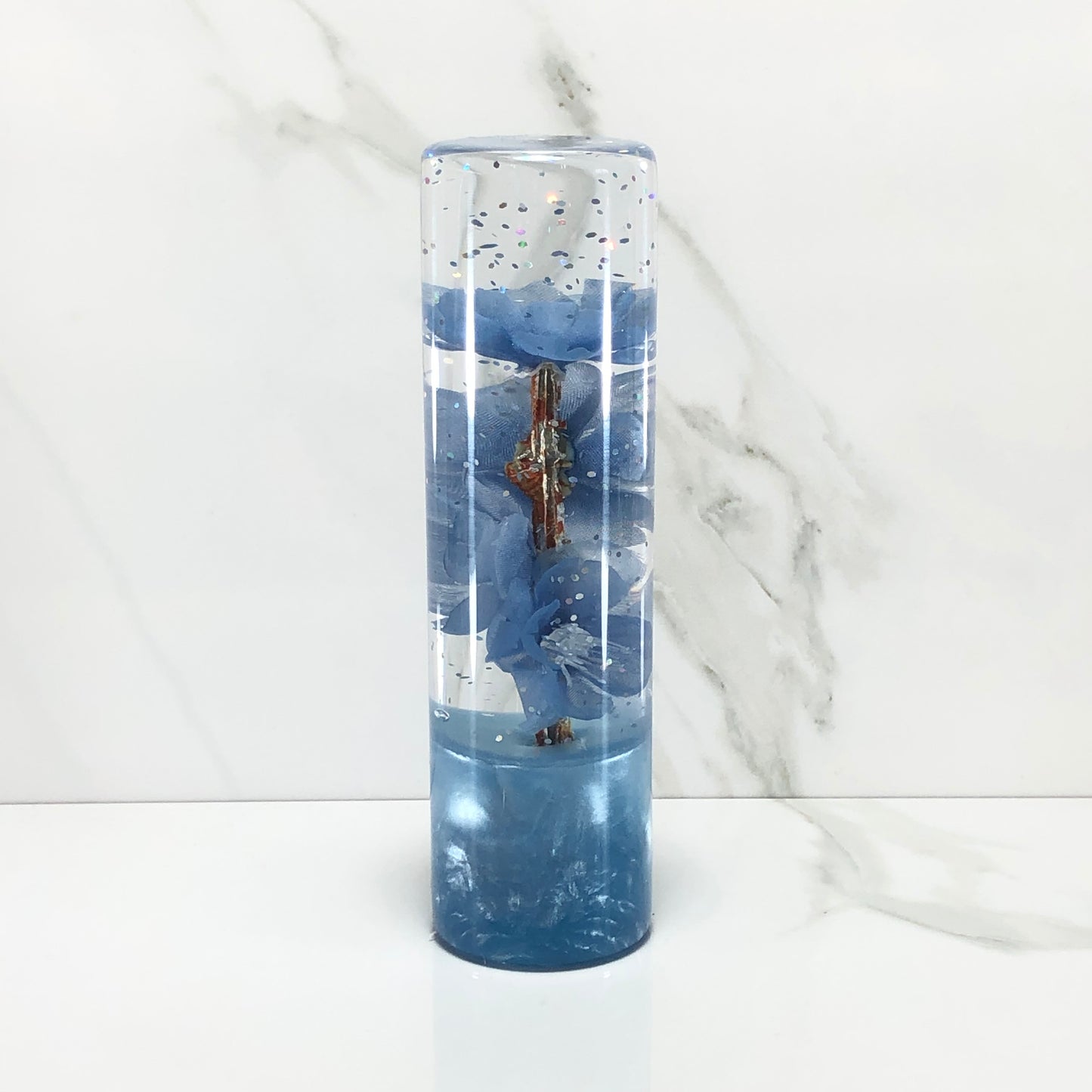 Mr__Grip 5 1/2 Inch Resin Custom Shift Knob Light Blue Cherry Blossom JDM