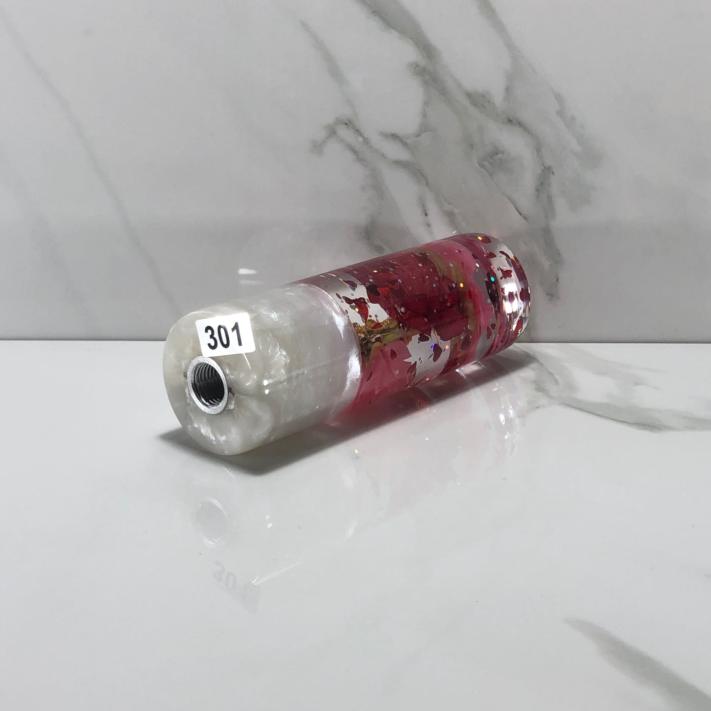 Mr__Grip 4 1/2 Inch Resin Custom Shift Knob Pink & Red Cherry Blossom
