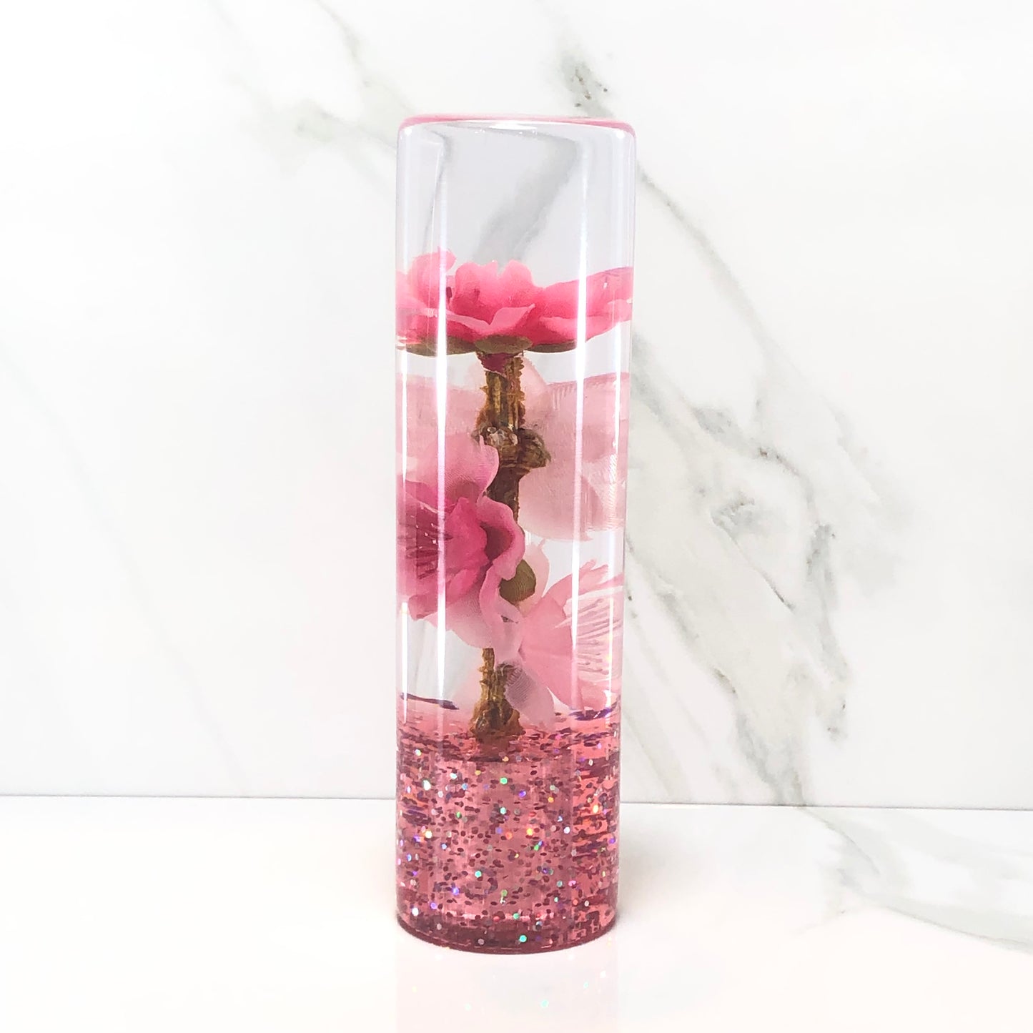 Mr__Grip 5 1/2 Inch Resin Custom Shift Knob Pink And Light Pink Cherry Blossom #367