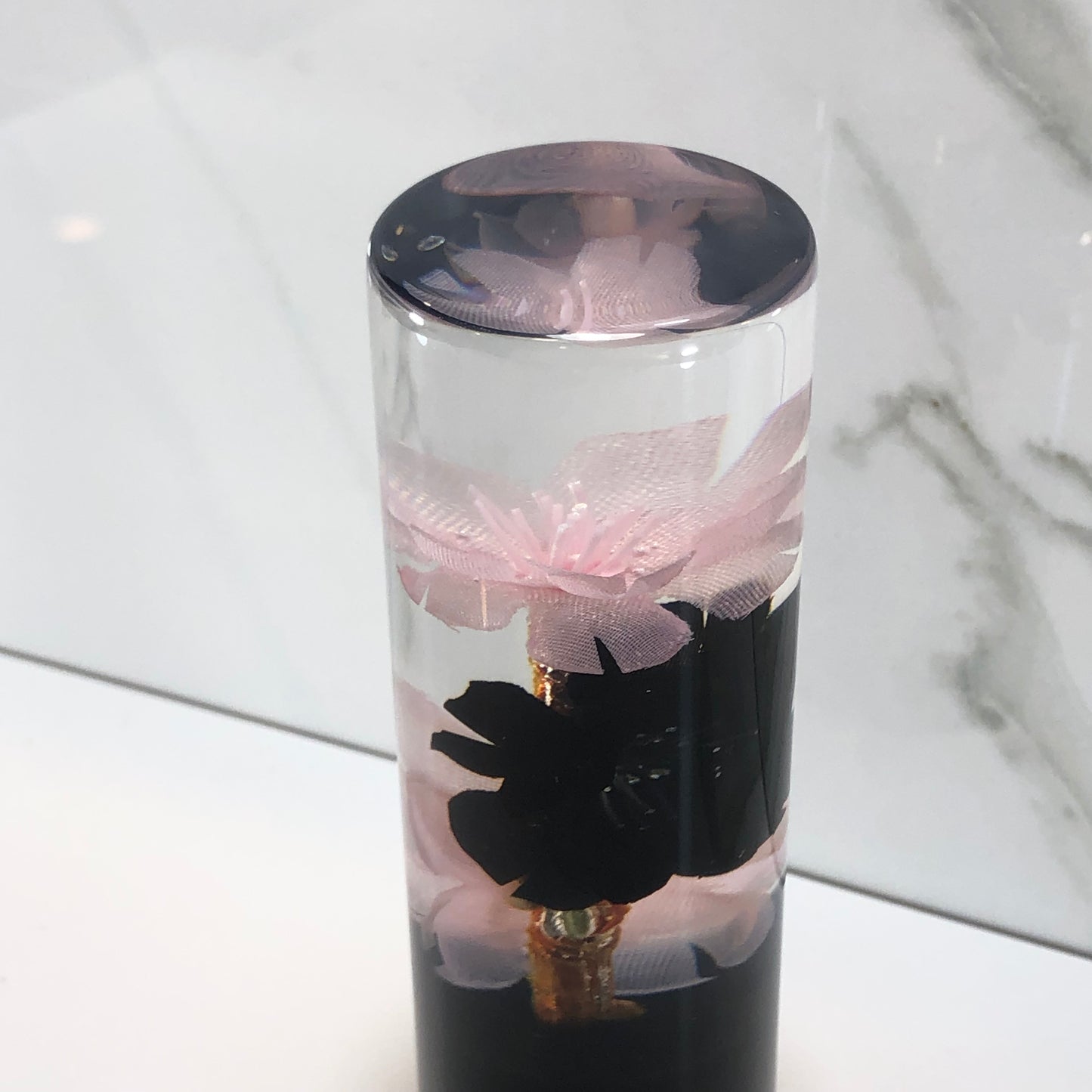 Mr__Grip 4 1/2 Inch Resin Custom Shift Knob Black Pink Cherry Blossom 444