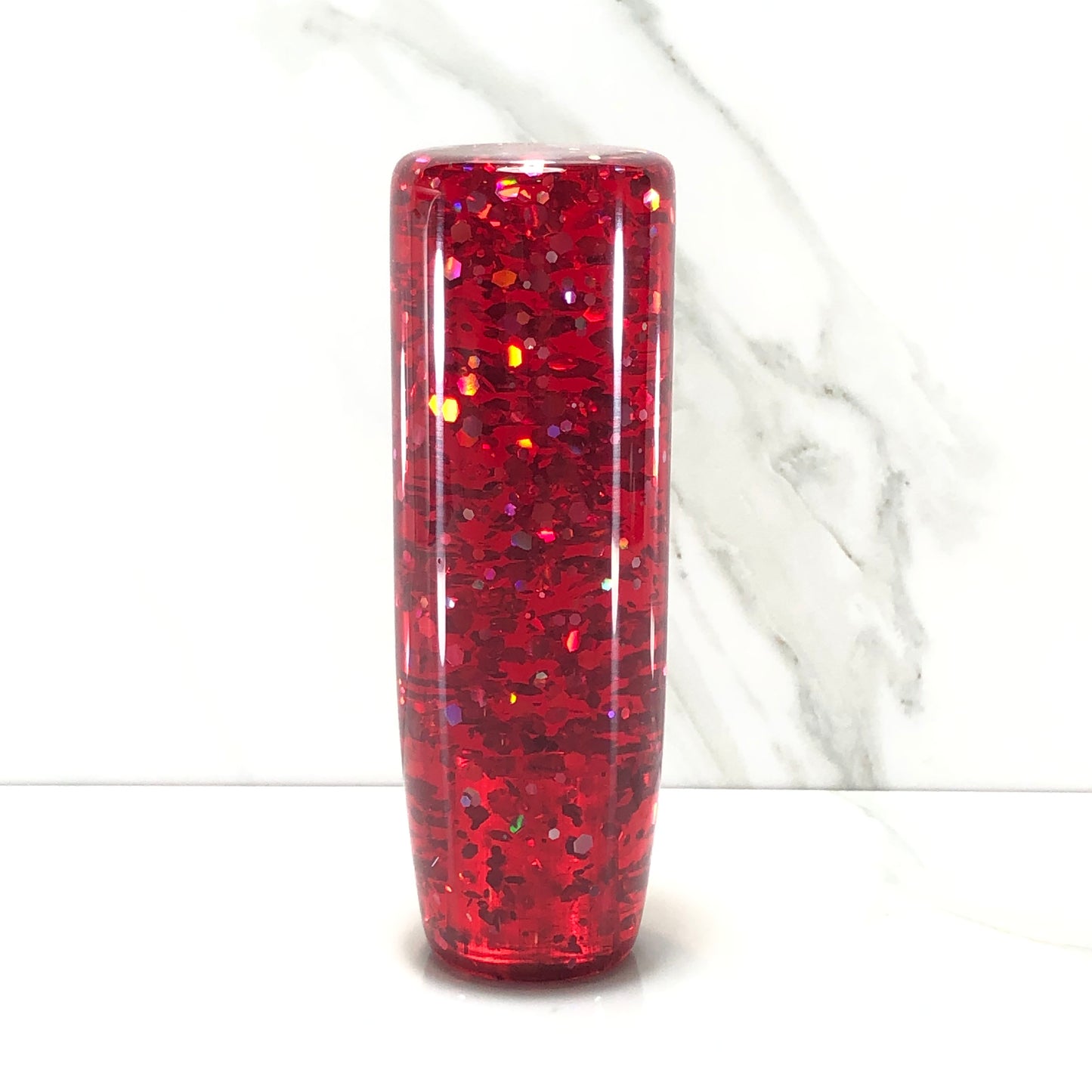 Mr__Grip 4 1/2 Inch Resin Custom Shift Knob red tint with silver Holographic Flakes JDM