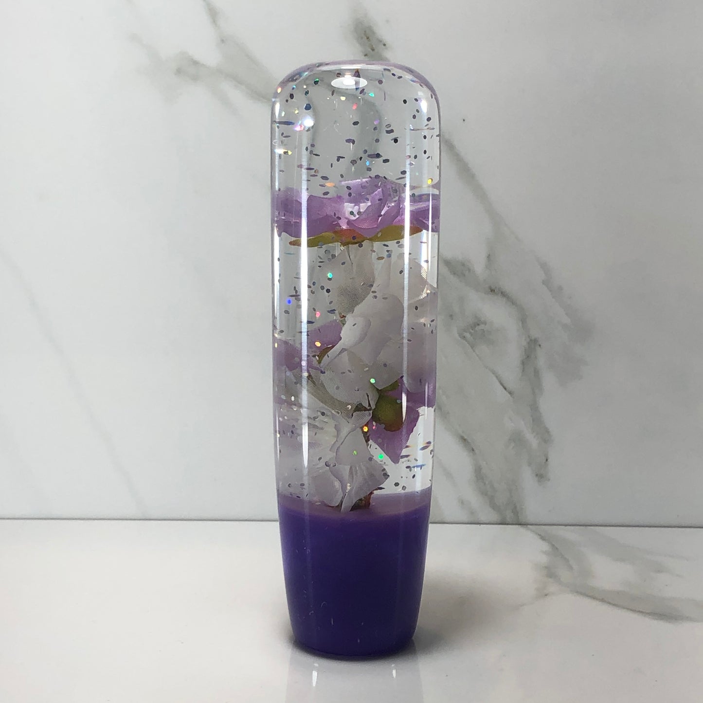 Mr__Grip 5 1/2 Inch Resin Custom Shift Knob purple And white Cherry Blossom #423