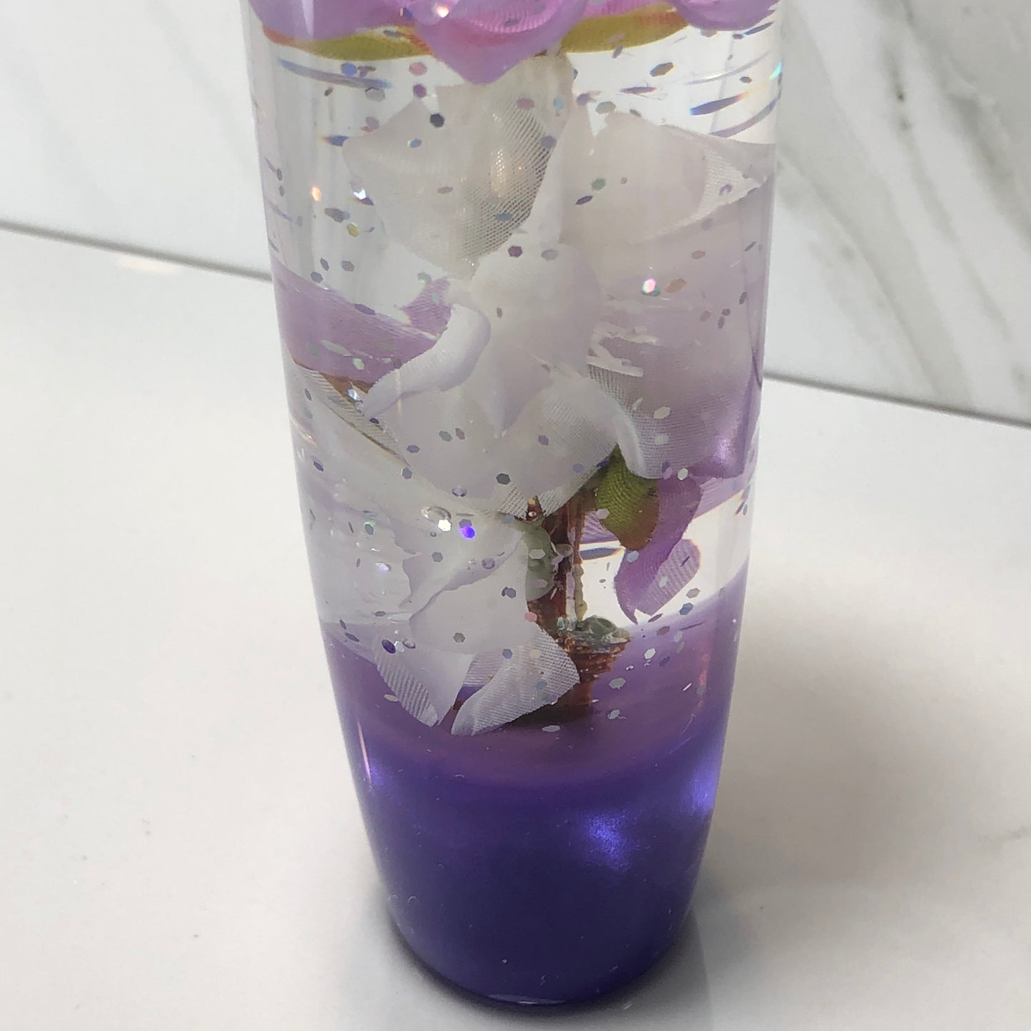 Mr__Grip 5 1/2 Inch Resin Custom Shift Knob purple And white Cherry Blossom #423