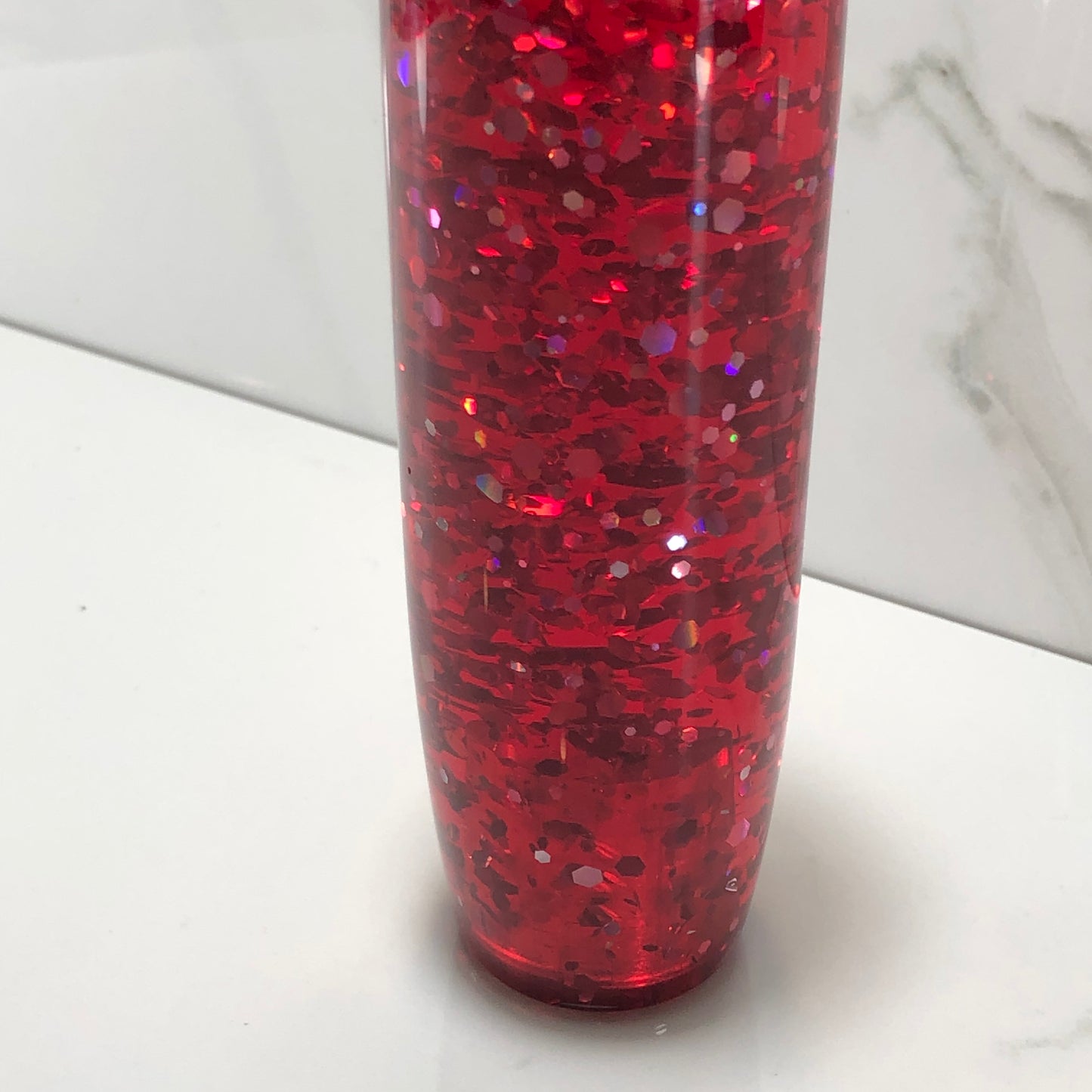 Mr__Grip 4 1/2 Inch Resin Custom Shift Knob red tint with silver Holographic Flakes JDM