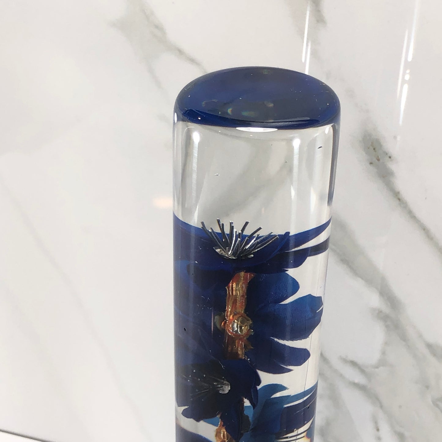 Mr__Grip 7 Inch Resin Custom Shift Knob Blue Cherry Blossom #451