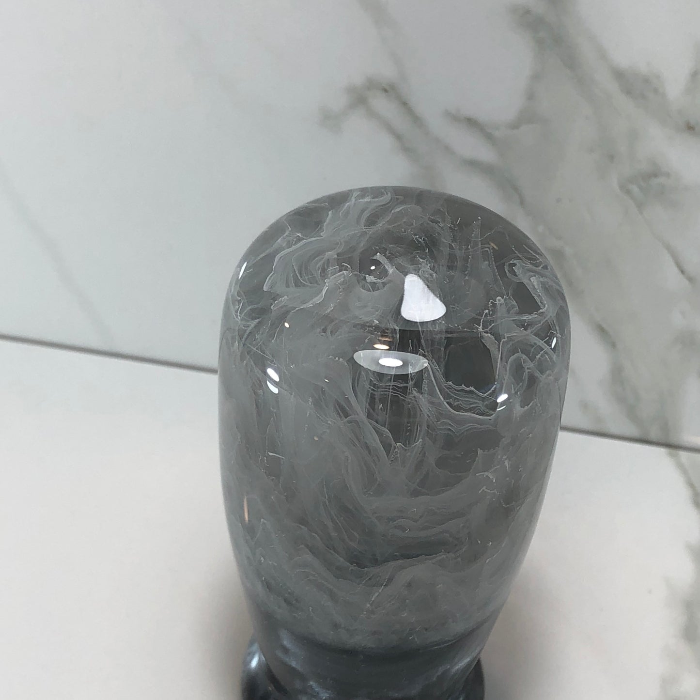 Mr__Grip 3 1/2 Inch Resin Custom Shift Knob white clouds gray pearl #431
