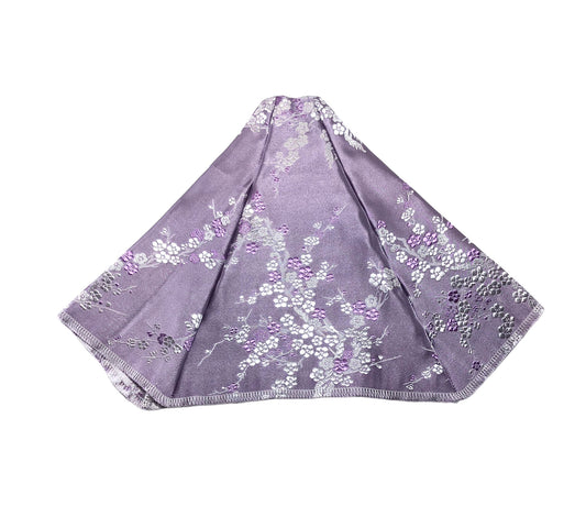 Silky Satin Purple Silver Blossoms Shift Boot