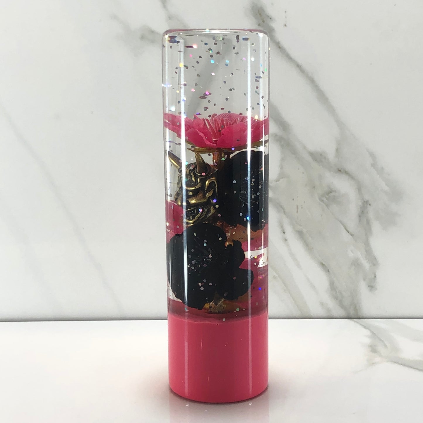 Mr__Grip Resin Shift Knob 140mm Pink & Black Blossom oni Flower