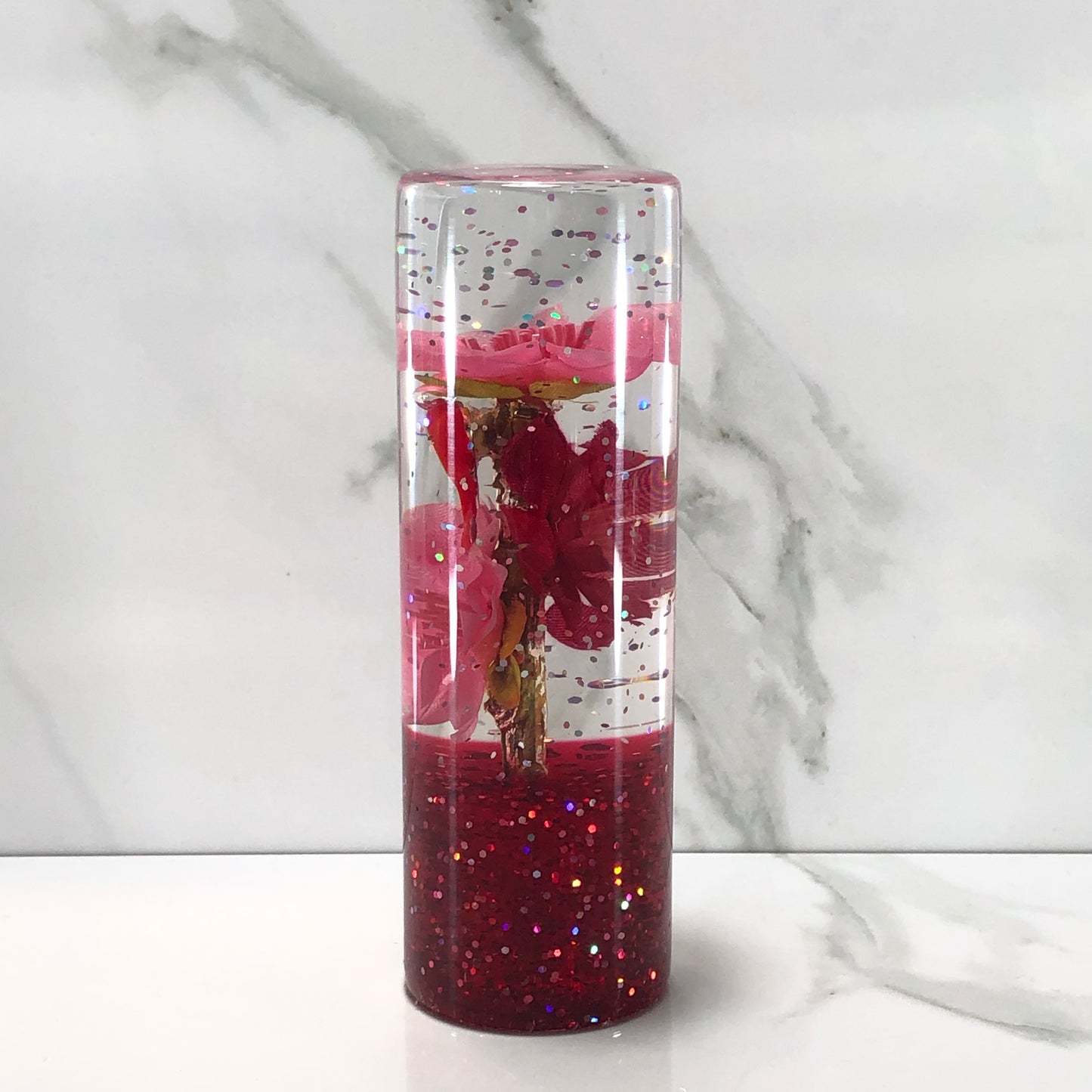Mr__Grip 4 1/2 Inch Resin Custom Shift Knob Pink & Red Cherry Blossom #454