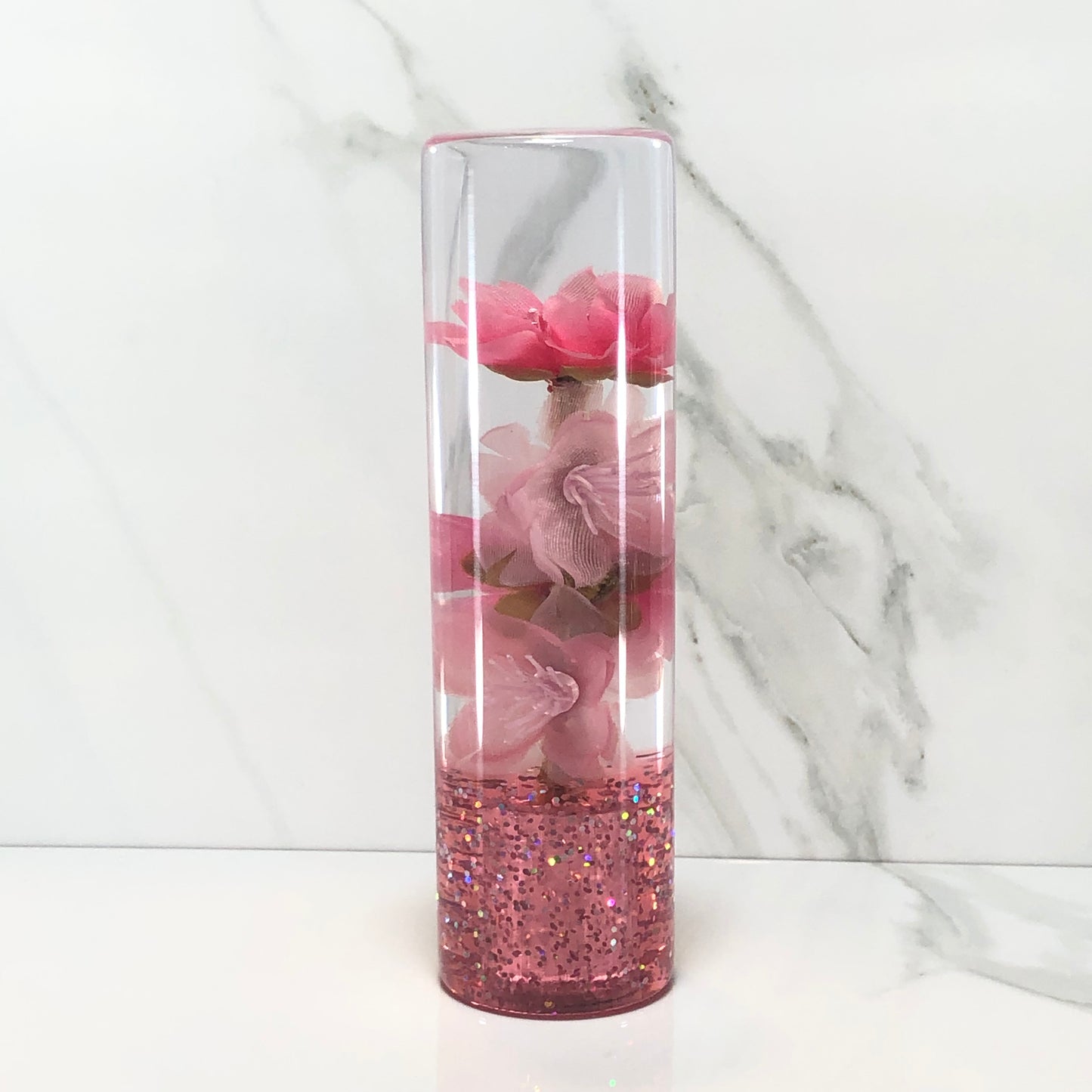 Mr__Grip 5 1/2 Inch Resin Custom Shift Knob Pink And Light Pink Cherry Blossom #367