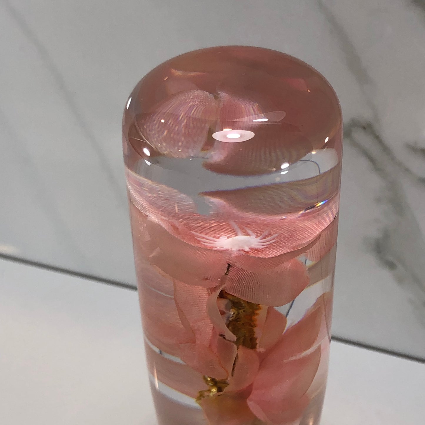 Mr__Grip 4 1/2 Inch Flower Resin Custom Shift Knob Peach Cherry Blossom 445