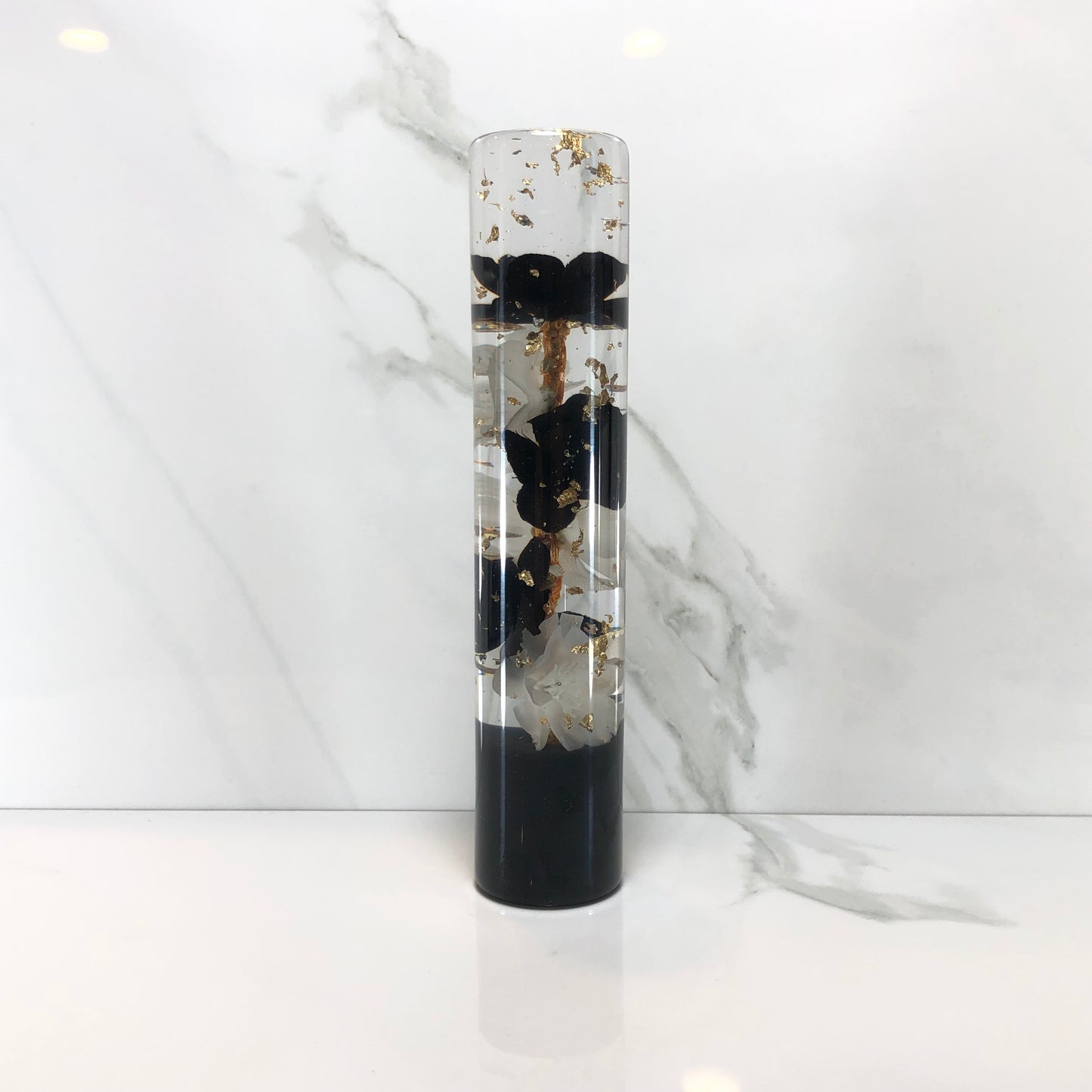 Mr__Grip 7.5 inch resin black white cherry blossom gold leaf #390