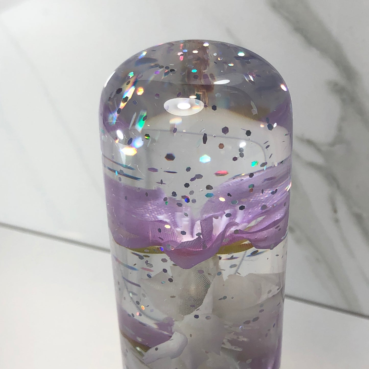 Mr__Grip 5 1/2 Inch Resin Custom Shift Knob purple And white Cherry Blossom #423
