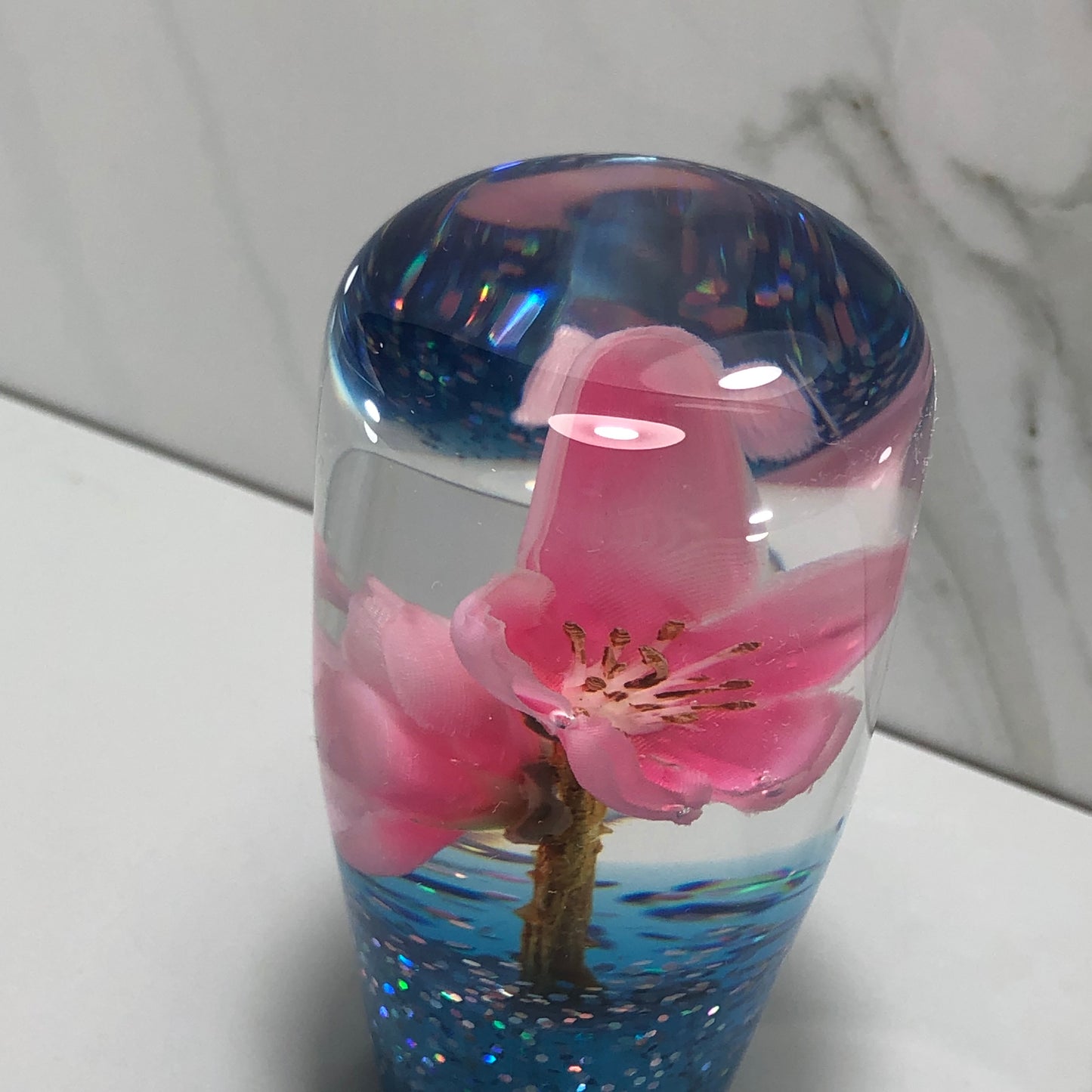 Mr__Grip 3 1/2 Inch Resin Custom Shift Knob Pink Cherry Blossom JDM