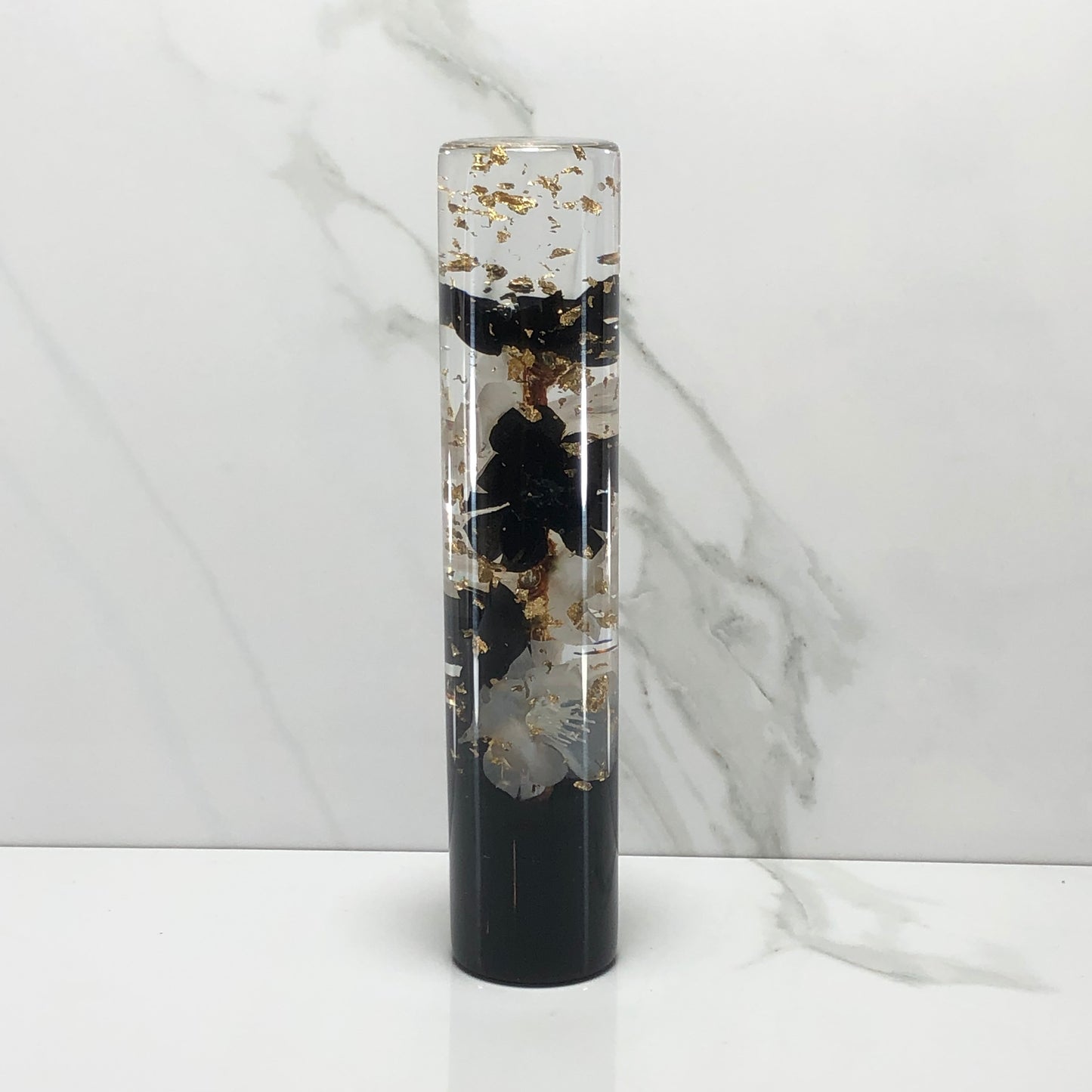 Mr__Grip Resin Shift Knob 190mm Black White Blossom Gold Leaf Flower