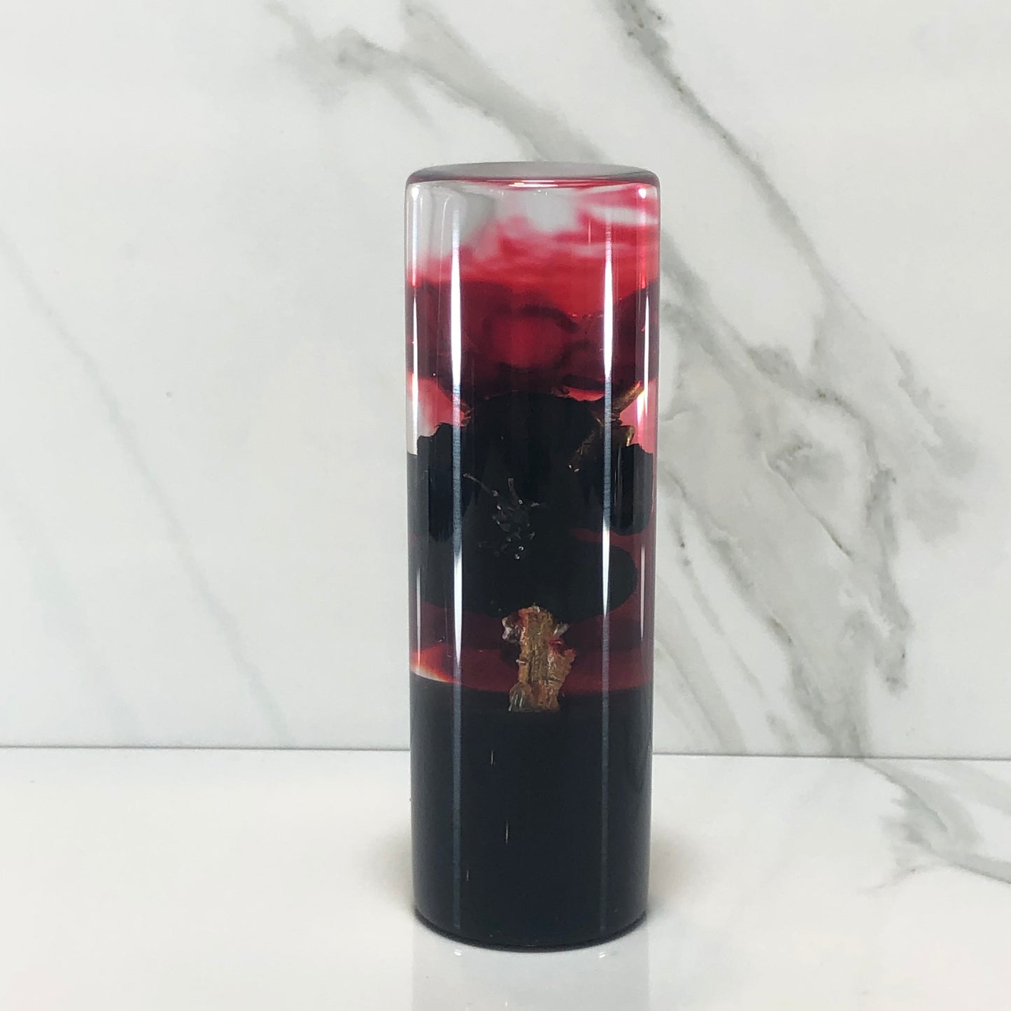 Mr__Grip 4 1/2 inch resin black red cherry blossom oni mask #373
