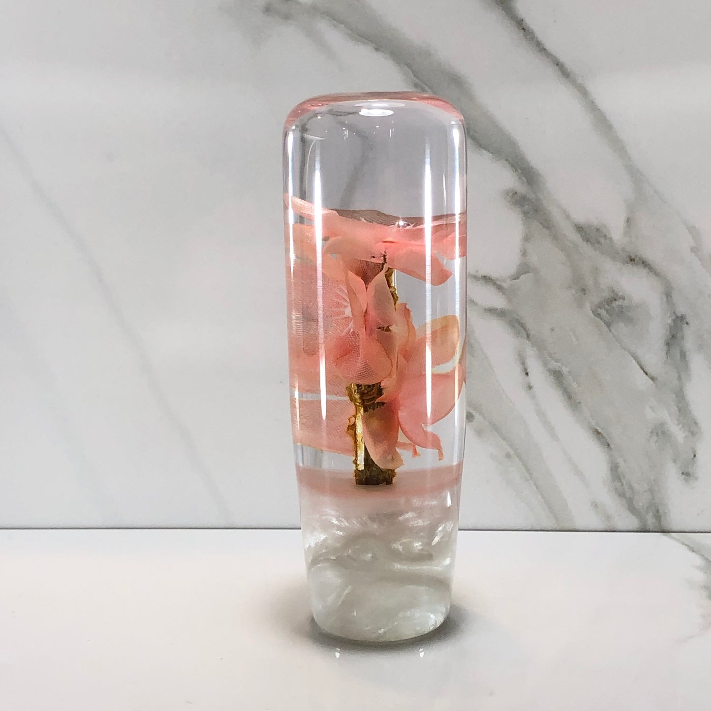Mr__Grip 4 1/2 Inch Flower Resin Custom Shift Knob Peach Cherry Blossom 445